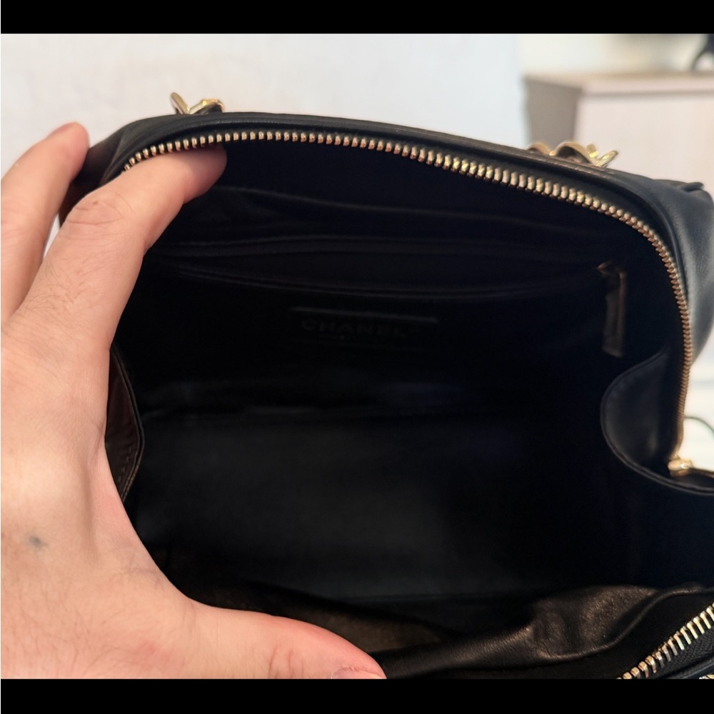 CHANEL BLACK QUILTED BOWLING CHAIN BAG - Picture 6 of 16